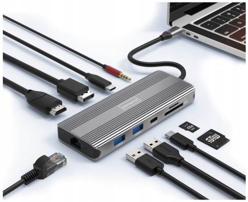HUB USB-C 10w1 Display Port 1.4 HDMI 2.1 8K 4K 120Hz 60Hz Full HD 144Hz USB 3.0 SD Power Delivery 100W Macbook M1 M2 M3 M4 Zenwire - zdjęcie 1