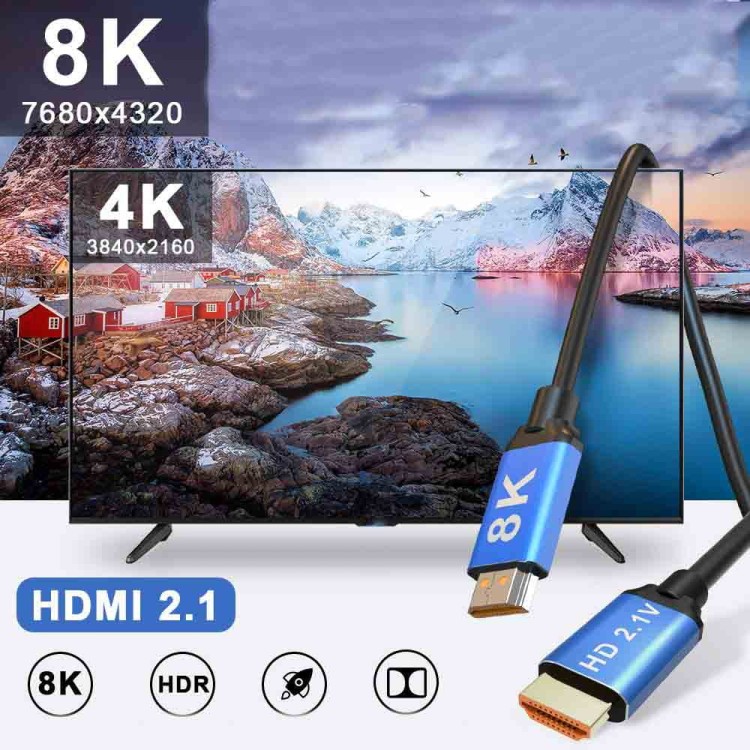 Kabel HDMI 2.1 Przewód 4K 144 Hz 8K 60Hz HDR 2m - zdjęcie 3