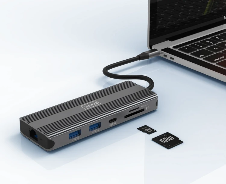 HUB USB-C 10w1 Display Port 1.4 HDMI 2.1 8K 4K 120Hz 60Hz Full HD 144Hz USB 3.0 SD Power Delivery 100W Macbook M1 M2 M3 M4 Zenwire - zdjęcie 13