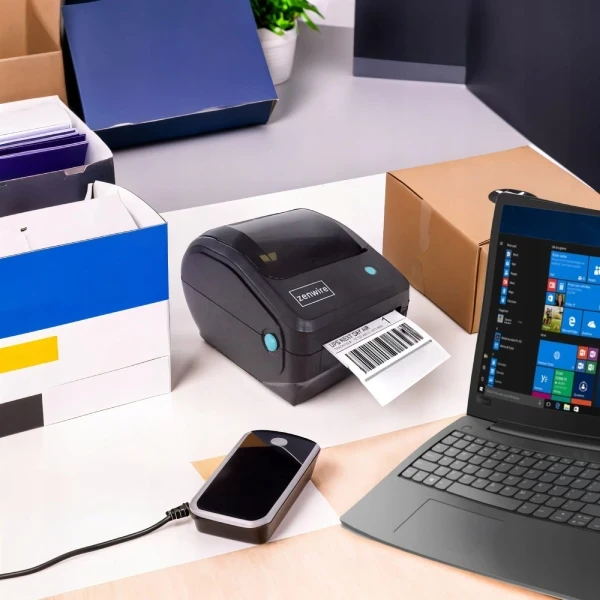 Mini Drukarka Termiczna Etykiet Kurierskich Samoprzylepnych 100x150 USB Bluetooth Wifi Zenwire TD-401 - zdjęcie 2