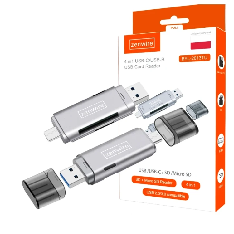 Czytnik Kart SD MicroSD TF USB 3.0 USB-C OTG 5Gb/s BYL-2013TU - zdjęcie 1